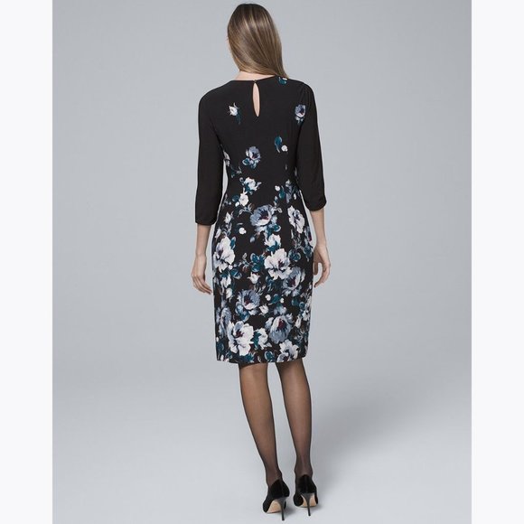WHBM Reversible Floral/Solid Knit Sheath Dress S - Picture 2 of 11